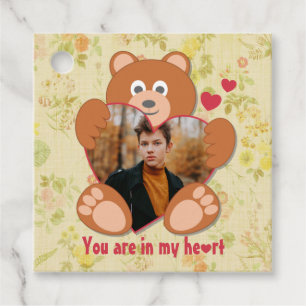 Teddy Bear Holding Heart Foto Valentinstag Geschenkanhänger