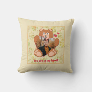 Teddy Bear Holding Heart Foto Valentinstag Kissen