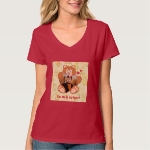 Teddy Bear Holding Heart Foto Valentinstag T-Shirt