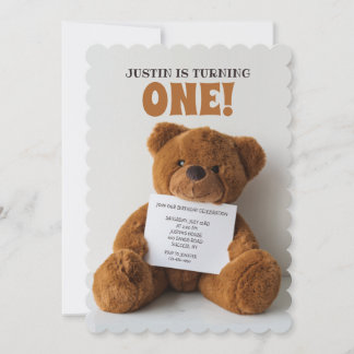 Teddy Bear Holding Sign Einladung