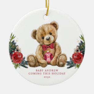 Teddy Bear Holiday Baby Ankündigung Keepake Keramik Ornament