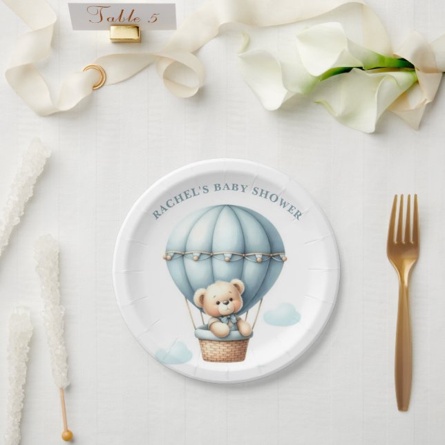 Teddy Bear Hot Air Ballon Babydusche Papierplatte Pappteller (Hochzeit)