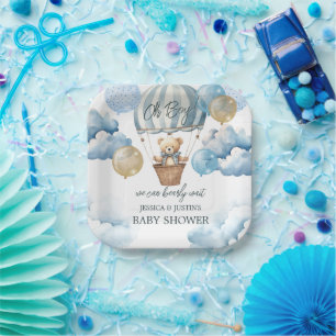 Teddy Bear Hot Air Ballon Babydusche Pappteller