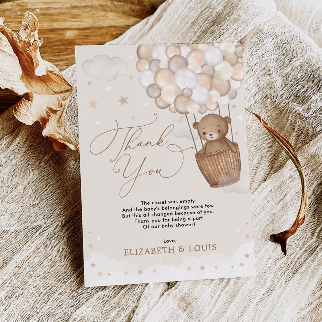 Teddy Bear Hot Air Ballon Dankeskarte (Von Creator hochgeladen)