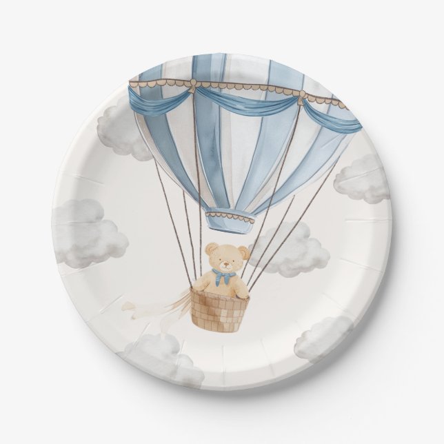 Teddy Bear Hot Air Ballon Pappteller (Vorderseite)