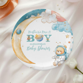 Teddy Bear Houston Wir haben einen Jungen im Weltr Pappteller