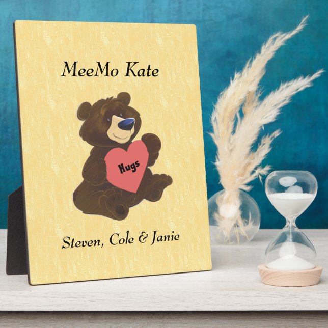 Teddy Bear Hugs Herz Custom Plaque Fotoplatte (Seite)