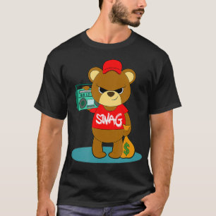 Teddy Bear Hustle Hip Hop Geld Rap DJ Boombox T-Shirt