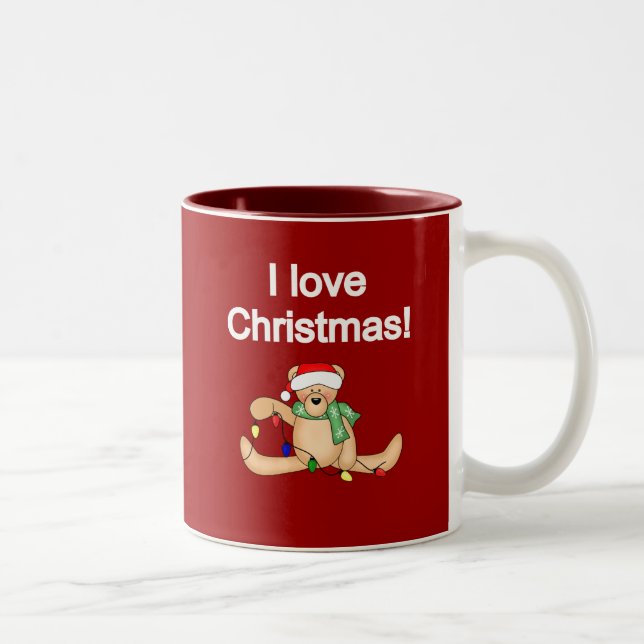 Teddy Bear I Liebe Weihnachtsgeschenke und Geschen Zweifarbige Tasse (Rechts)