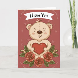 Teddy Bear I Liebe You Holiday Card Feiertagskarte
