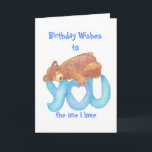 Teddy Bear I love Heart You Karte<br><div class="desc">Teddy bear is cuddling or hugging the word you.  I love you</div>