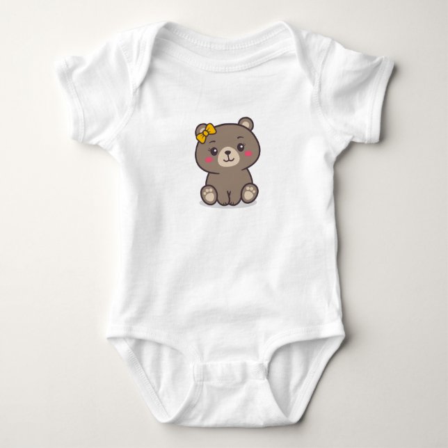 Teddy Bear Illustration Baby Strampler (Vorderseite)