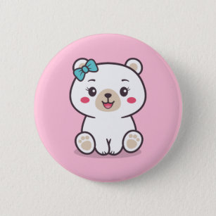 Teddy Bear Illustration Button