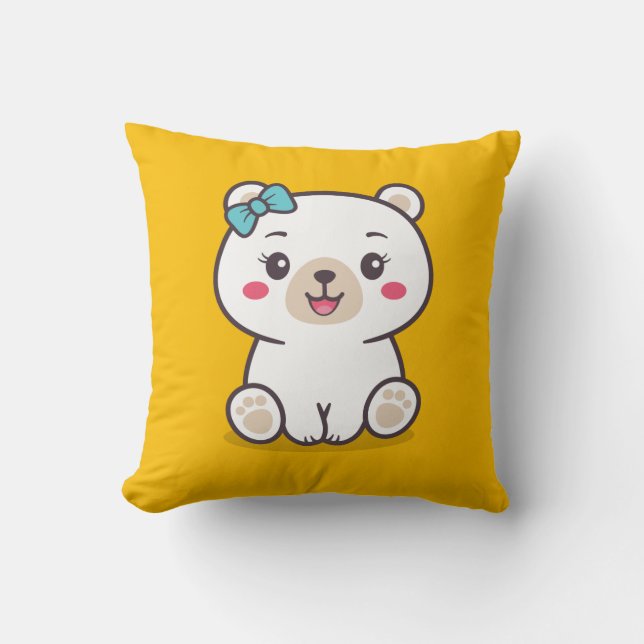 Teddy Bear Illustration Kissen (Vorderseite)