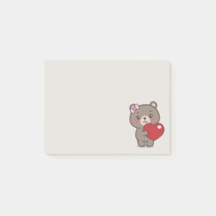 Teddy Bear Illustration Post-it Klebezettel