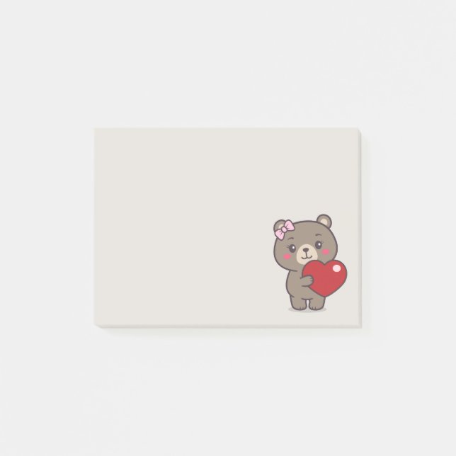 Teddy Bear Illustration Post-it Klebezettel (Vorderseite)