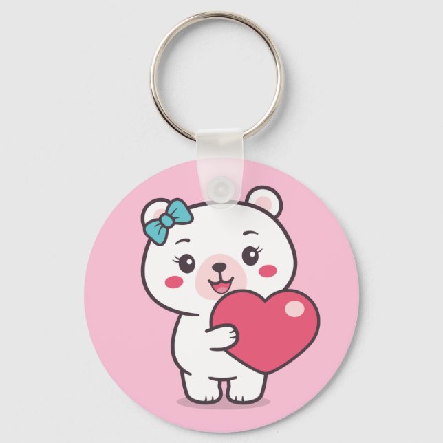 Teddy Bear Illustration Schlüsselanhänger (Vorderseite)