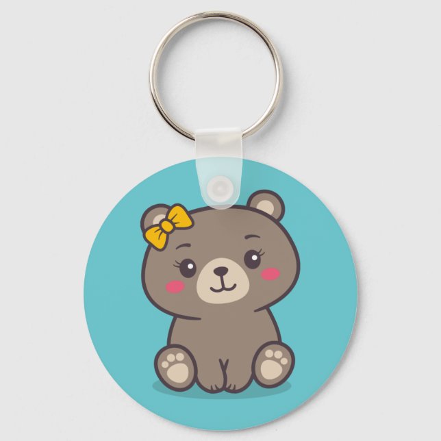 Teddy Bear Illustration Schlüsselanhänger (Vorderseite)