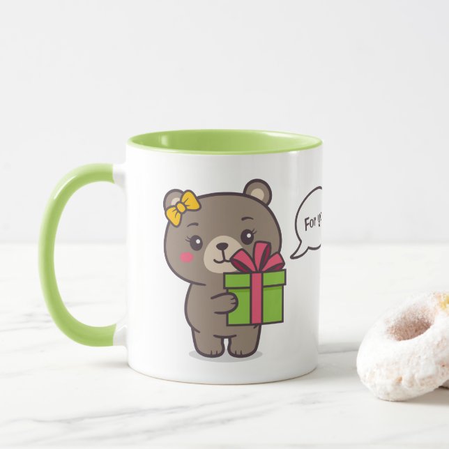 Teddy Bear Illustration Tasse (Mit Donut)