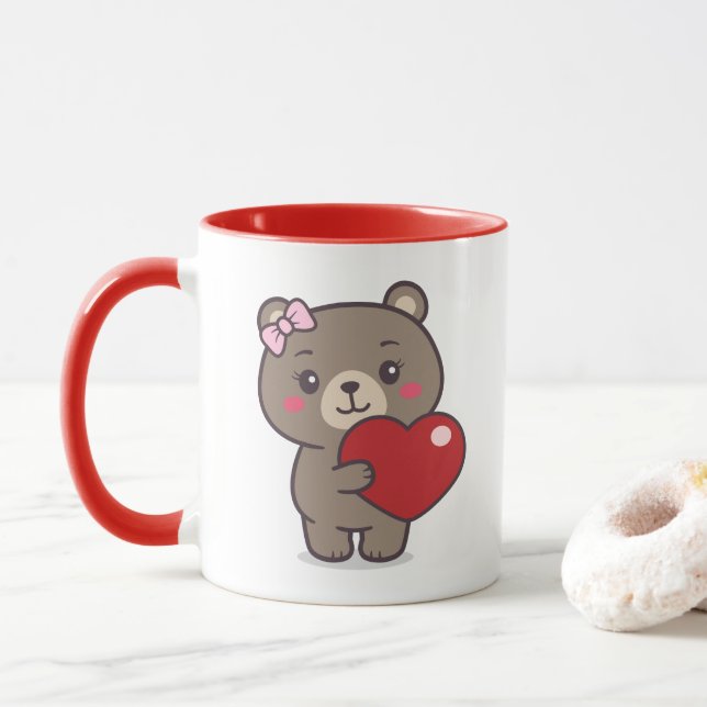 Teddy Bear Illustration Tasse (Mit Donut)