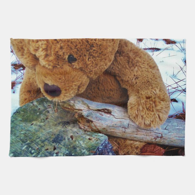 Teddy Bear im Schnee Handtuch (Horizontal)