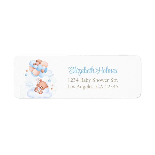 Teddy Bear im Sky Baby Shower Address Label (Vorne)