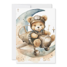 Teddy Bear in Airplane Geburtsankündigung