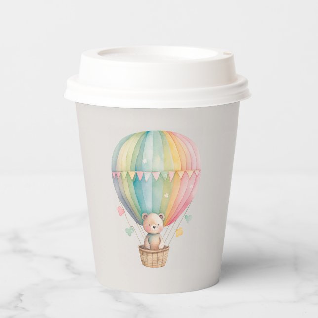 Teddy Bear in einem Heißluftballon Papier Cups Pappbecher (Vorderseite)