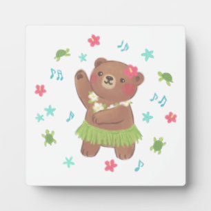Teddy Bear in Hawaii Illustration Fotoplatte