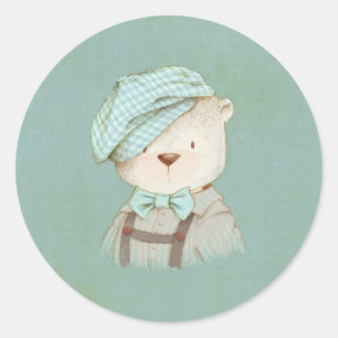 Teddy Bear in Hut Niedlich süß süß süß Adorable Wh Runder Aufkleber