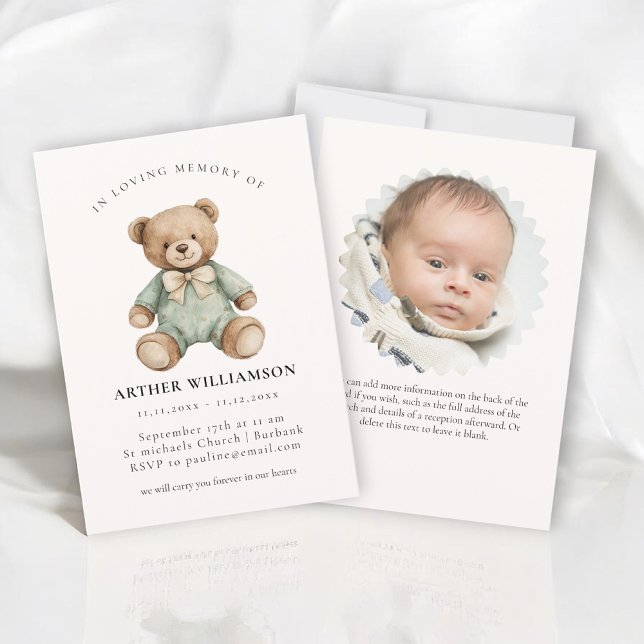 Teddy Bear "In Loving Memory" Child Memorial Card Einladung (Von Creator hochgeladen)