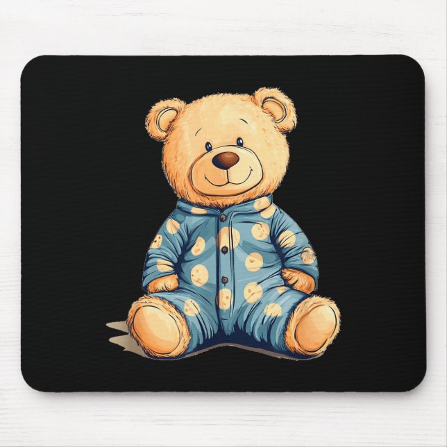 Teddy Bear In Pajama Costume For Bedtime Smiles  Mousepad (Vorne)
