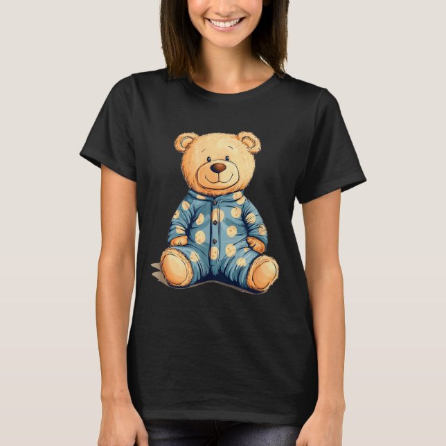 Teddy Bear In Pajama Costume For Bedtime Smiles  T-Shirt (Vorderseite)