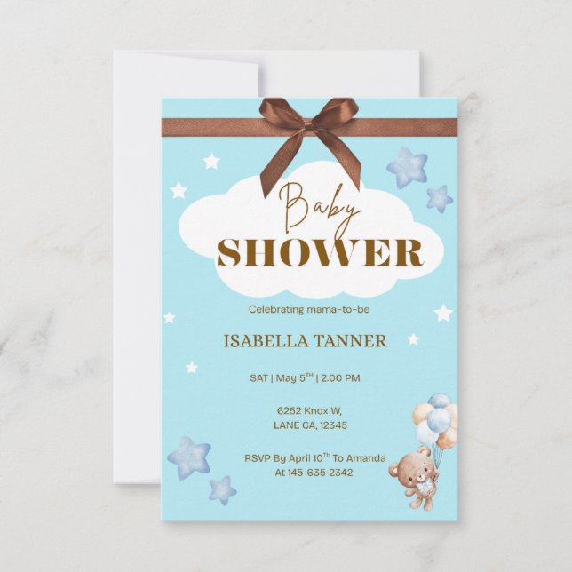 Teddy Bear Invintation RSVP Karte (Vorderseite)