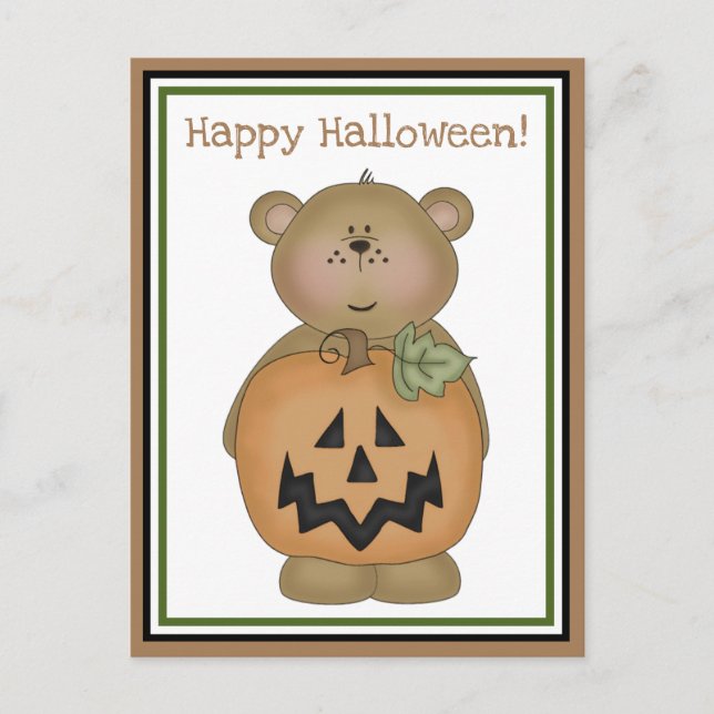 Teddy Bear Jack O'Lantern Postkarte (Vorderseite)
