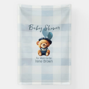 Teddy Bear Jean Baby Shower Blue Banner