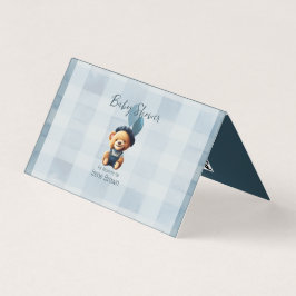 Teddy Bear Jean Baby Shower Blue Enclosure Card