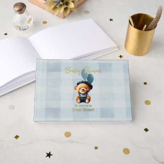 Teddy Bear Jean Baby Shower Blue Gästebuch