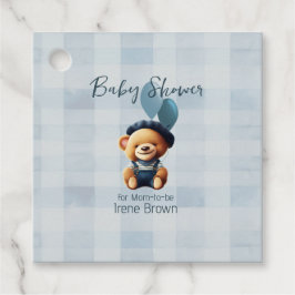 Teddy Bear Jean Baby Shower Blue Geschenkanhänger