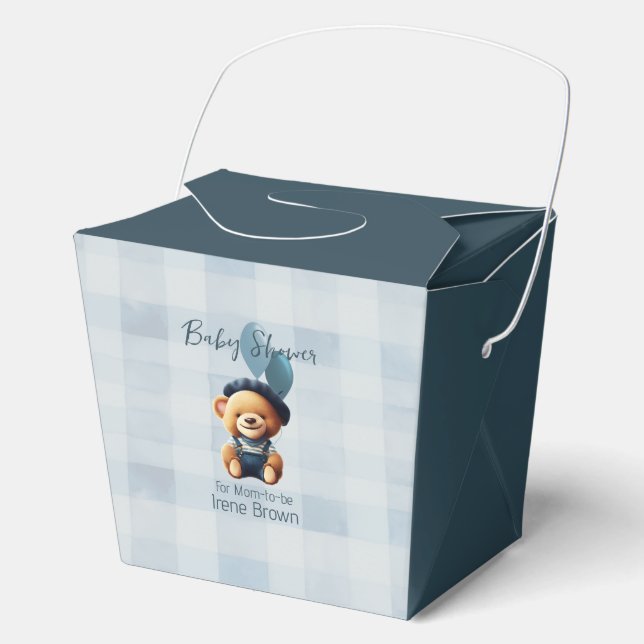 Teddy Bear Jean Baby Shower Blue Geschenkschachtel (Vorderseite)