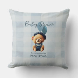 Teddy Bear Jean Baby Shower Blue Throw Kissen