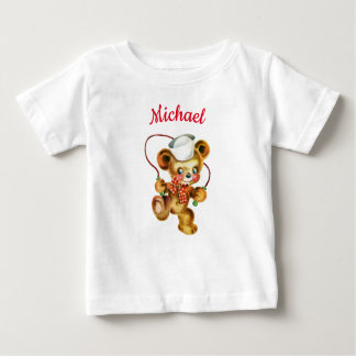 Teddy Bear Jumping Rope personalisierter Name Baby T-shirt