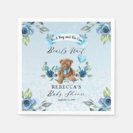 Teddy Bear kann frühzeitig Blue Boy Baby Dusche wa Serviette