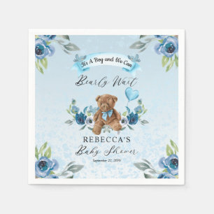 Teddy Bear kann frühzeitig Blue Boy Baby Dusche wa Serviette