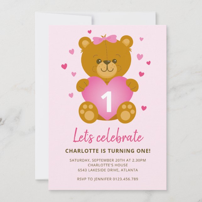 Teddy Bear Kindergeburtstag Party Einladung (Vorderseite)