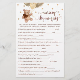 Teddy Bear Kinderzimmer Rhyme Quiz Game