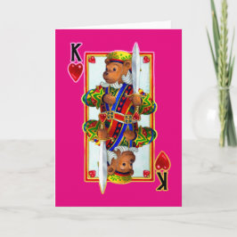 Teddy Bear King of Hearts Grußkarte Feiertagskarte