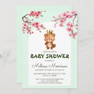 Teddy Bear King Sakura Baby Boy Dusche Einladung