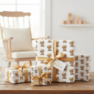Teddy Bear King Wrapping Paper Sheets Geschenkpapier Set
