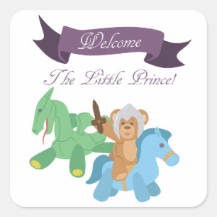 Teddy Bear Knight Quadratischer Aufkleber